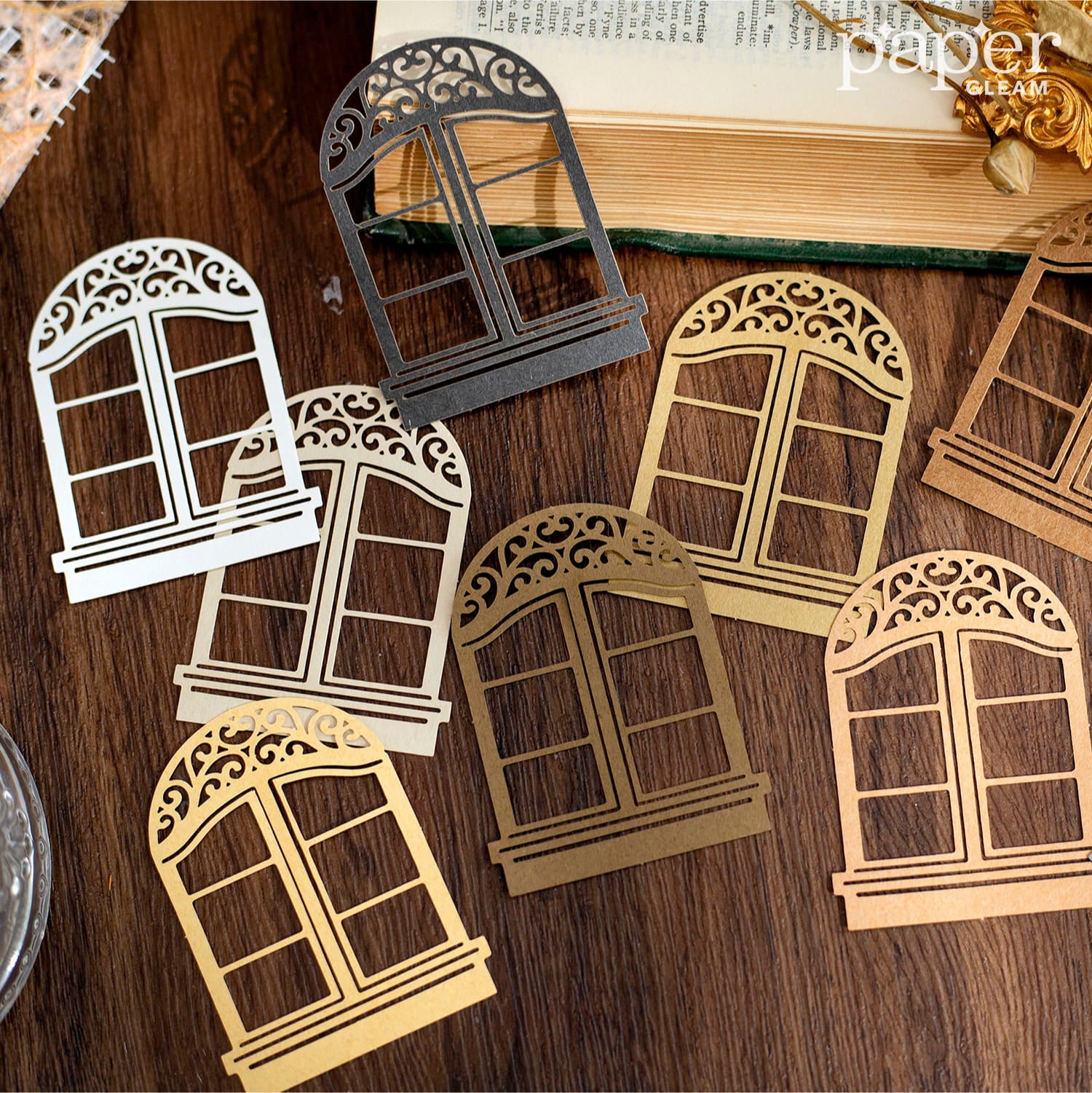 10 Pcs Vintage Die-Cut Window Decoration Paper Pack