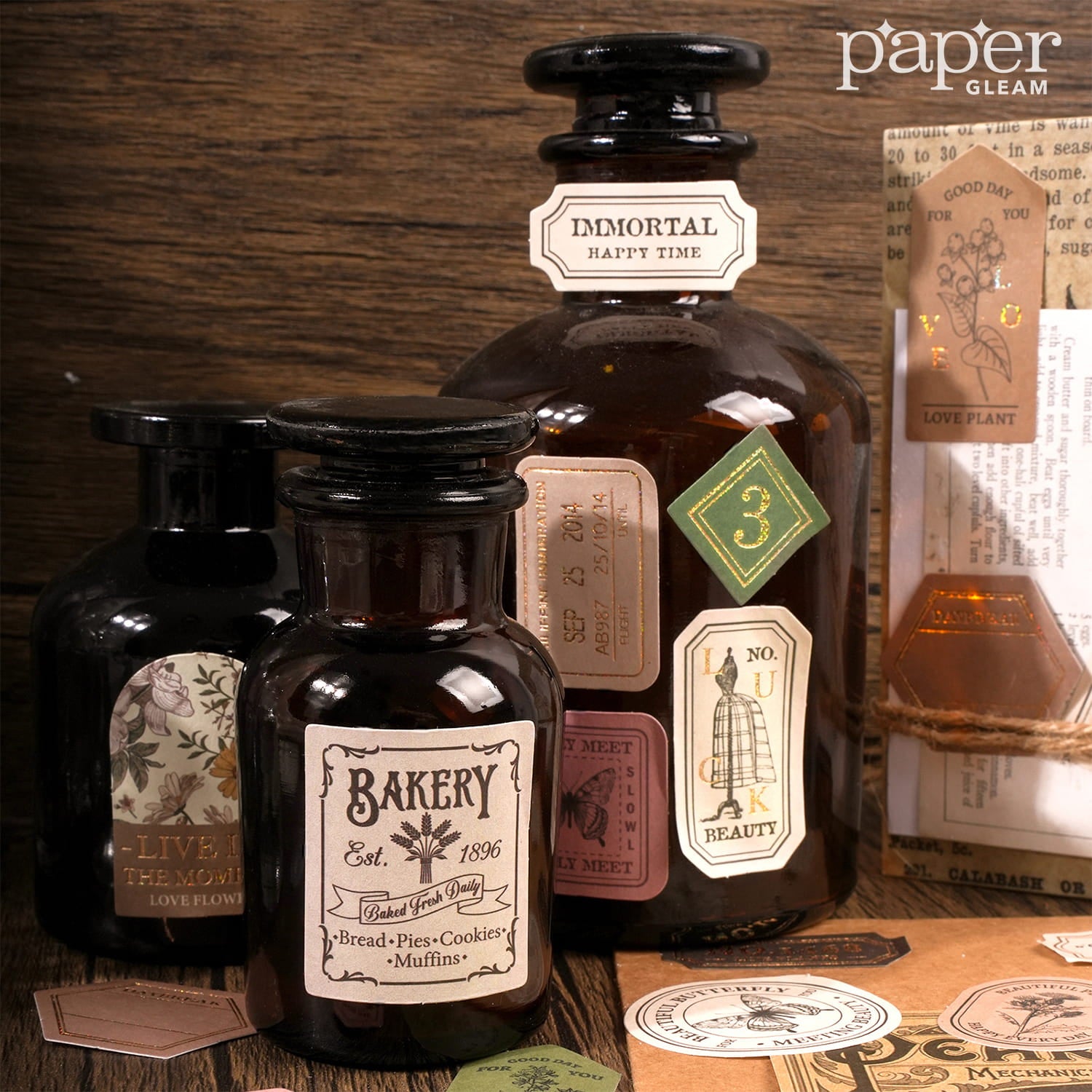 40 Pcs Boxed Vintage Bronzing Label Sticker