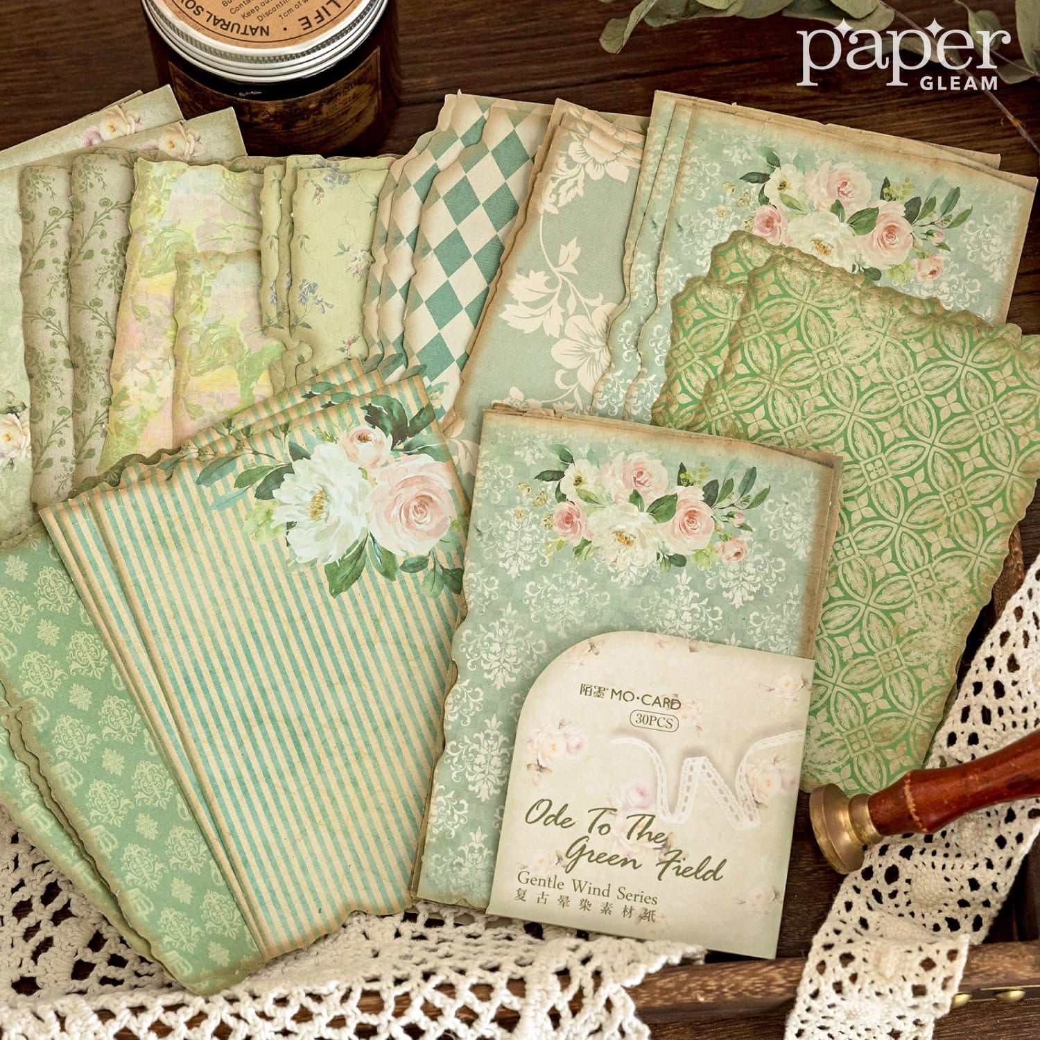 Lot de 30 feuilles de papier décoratif de la série Gentle Wind