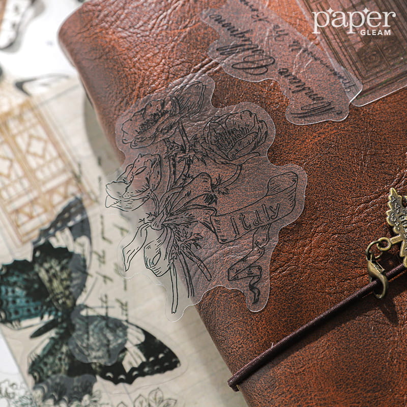 20 Pcs Vintage Solid Line Decorative PET Sticker Pack