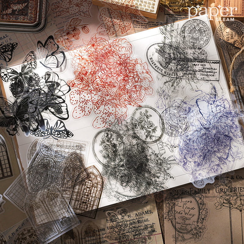 20 Pcs Vintage Solid Line Decorative PET Sticker Pack