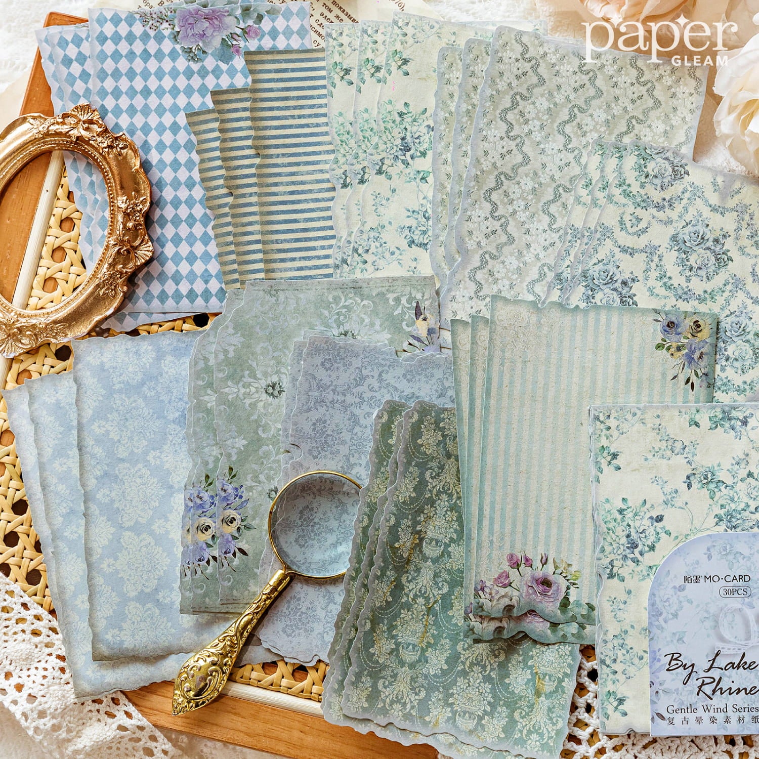 Lot de 30 feuilles de papier décoratif de la série Gentle Wind