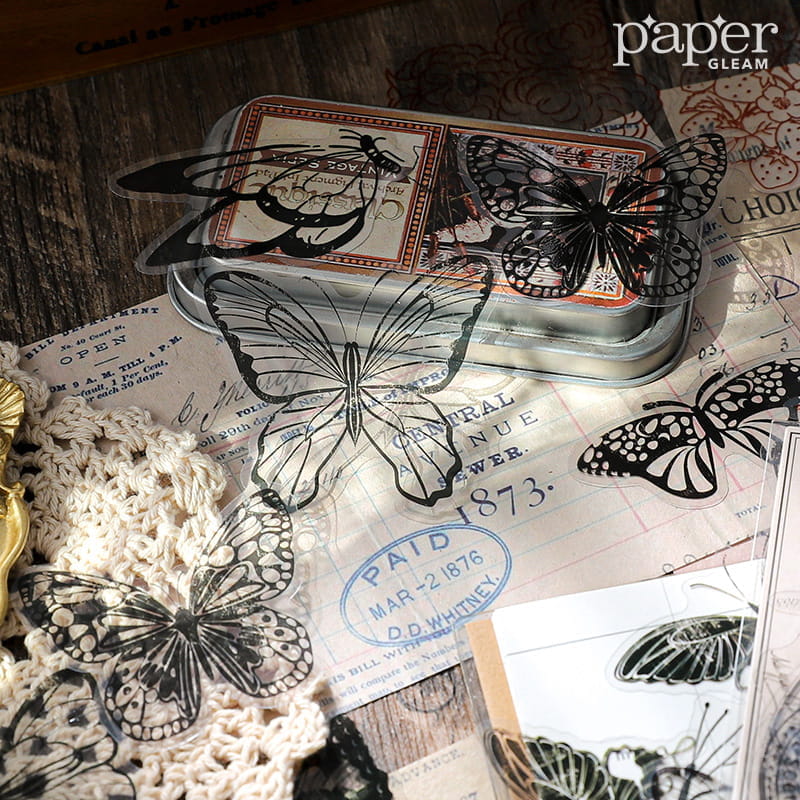 20 Pcs Vintage Solid Line Decorative PET Sticker Pack