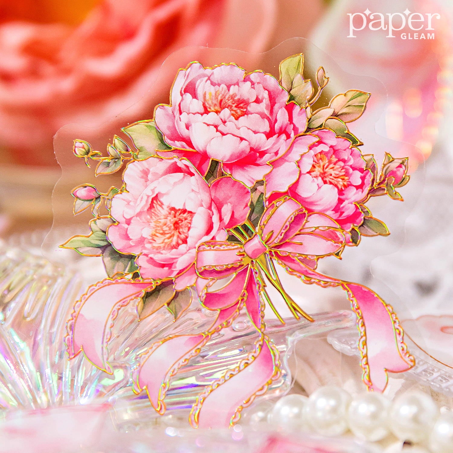 20 Pcs Gilding Bouquet Bow Series PET Stickers