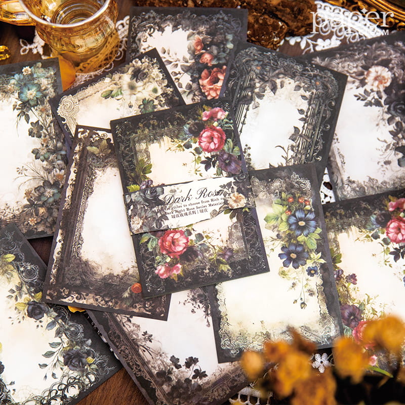 30 pièces de papier décoratif série Dark Rose