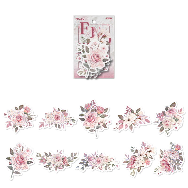 Laser Silver Foil Floral Theme Washi Stickers (20 Pcs)