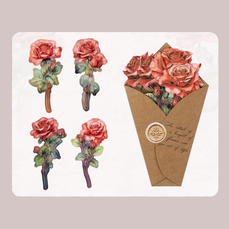 Gold Foil Pre-Cut Floral Cards (8 Pcs)