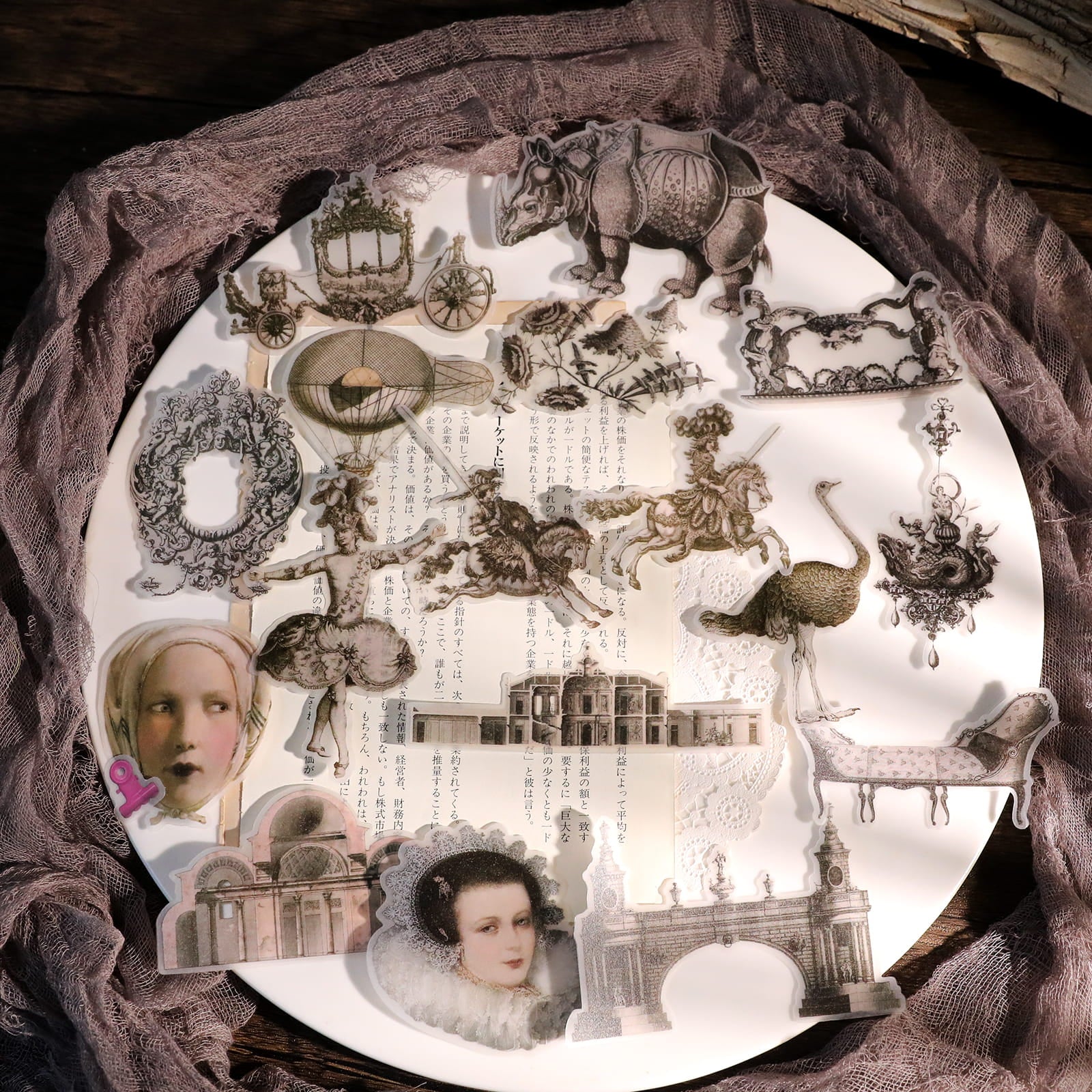 Vintage Vellum Stickers (63 Pcs)