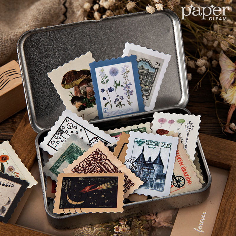 46 Pcs Postage Stamp Sticker Pack