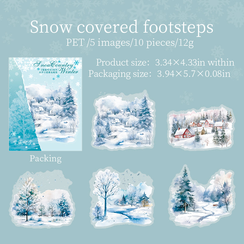 10 Pcs Winter Scene PET Sticker Pack