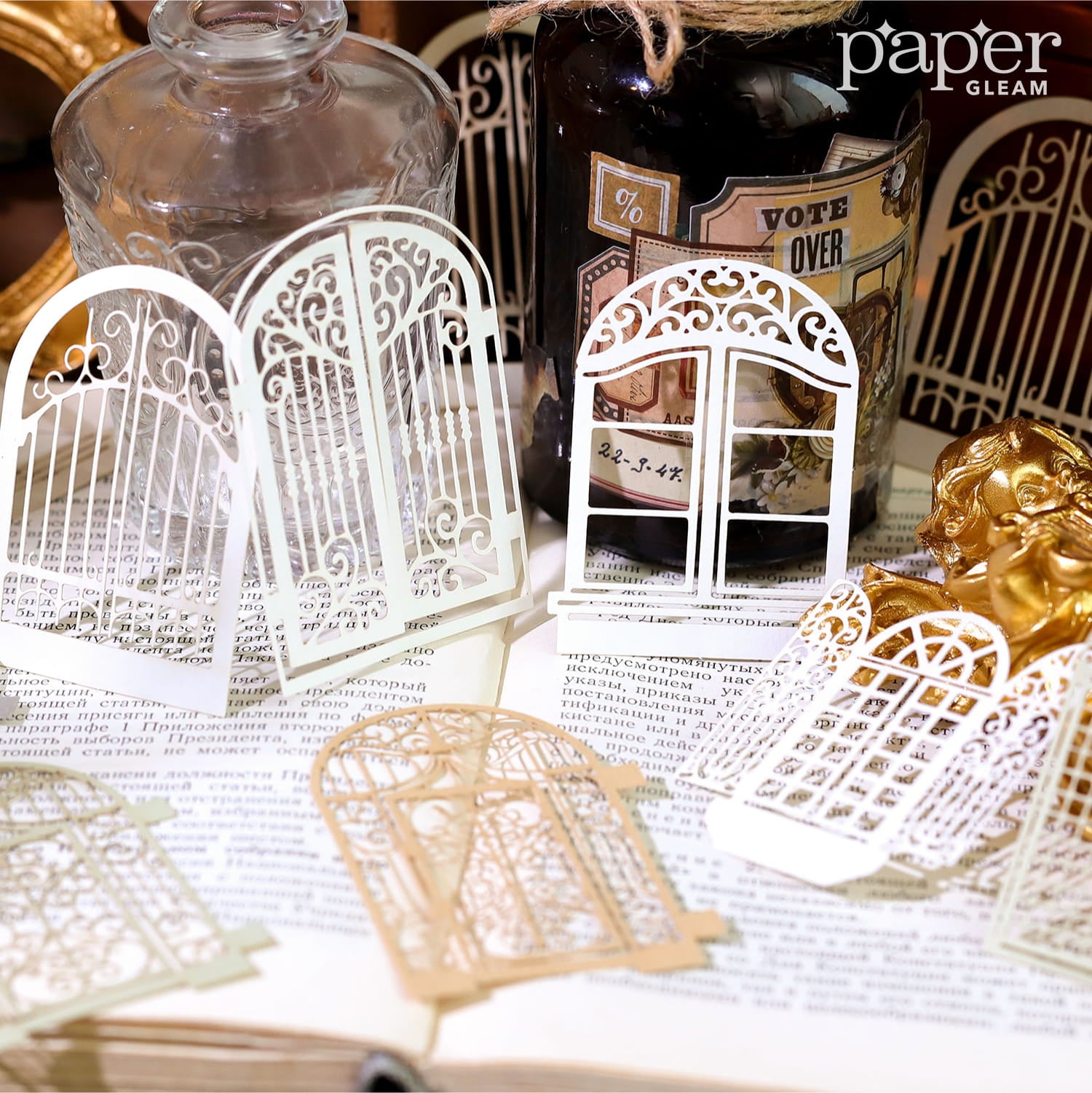 10 Pcs Vintage Die-Cut Window Decoration Paper Pack