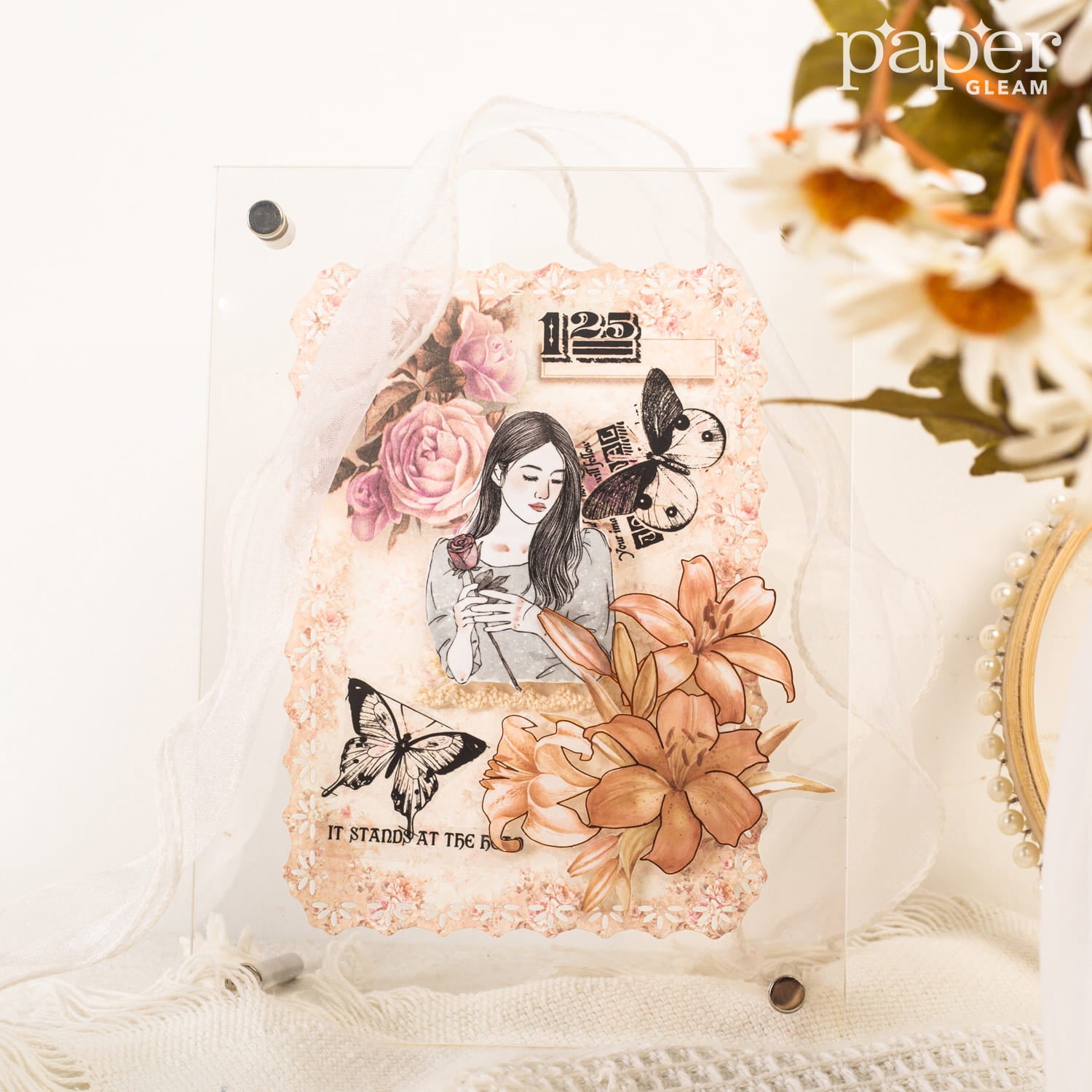 Lot de 10 feuilles de papier décoratives élégantes en dentelle ajourée 