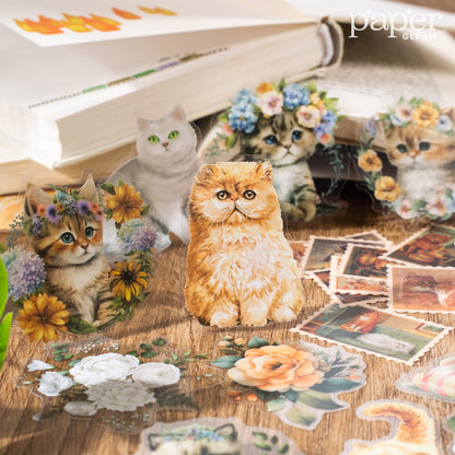 70 Pcs Cat Theme Multi  Material Paper Sticker Pack