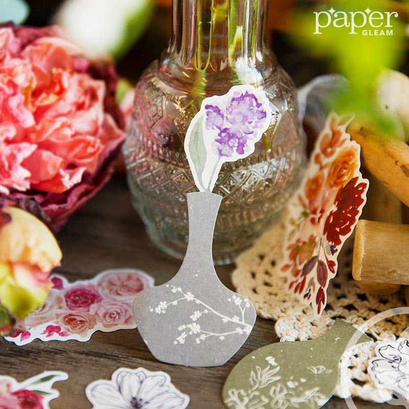 Vintage Floral&Vase Material Paper Pack (25 Pcs)