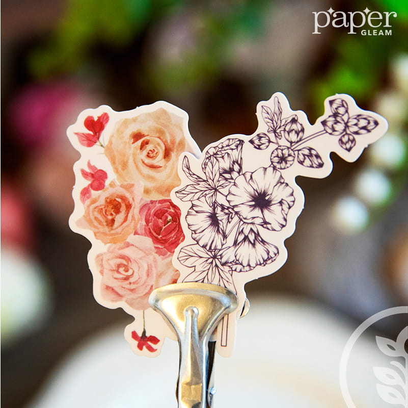 Vintage Floral&Vase Material Paper Pack (25 Pcs)