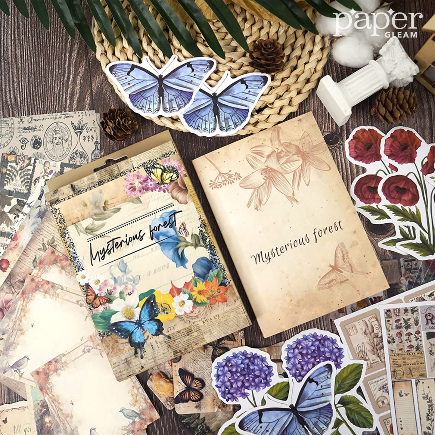 300+ Pcs Vintage Scrapbooking Sticker & Material Paper Set