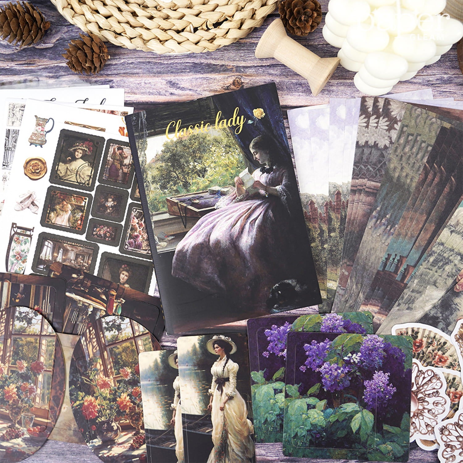 Ensemble de plus de 300 autocollants et papiers de scrapbooking vintage