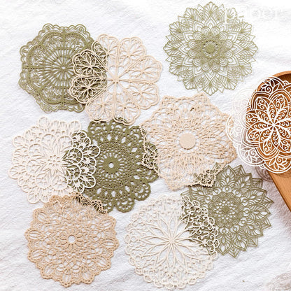 10 Pcs Hollow-out Lace Style Deco Paper