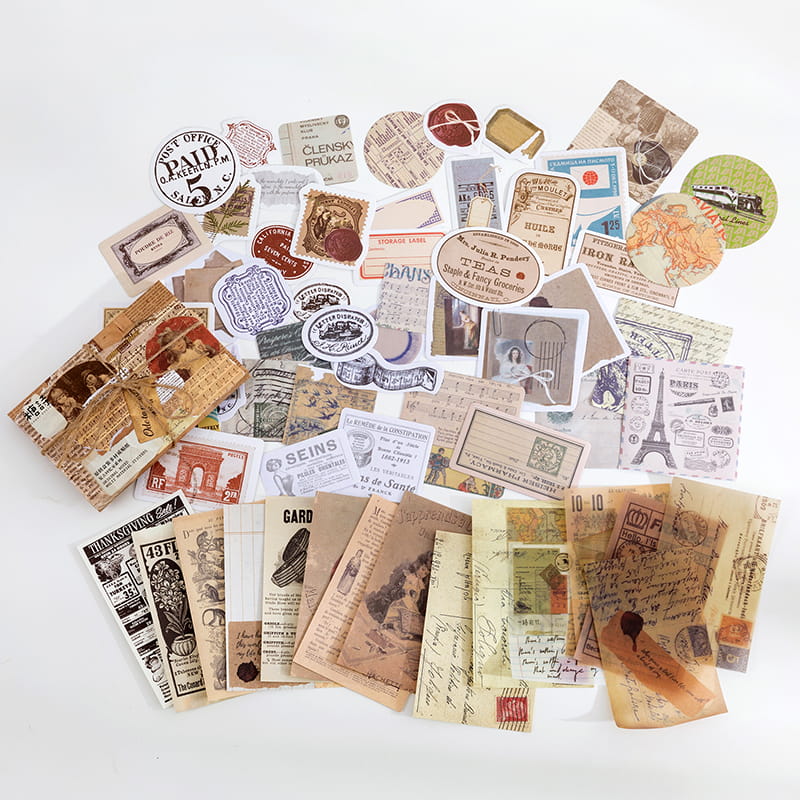 60 Stück Aufkleberpaket aus verschiedenen Materialien in einer Box