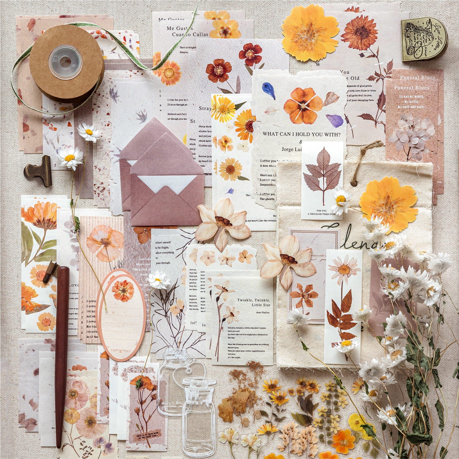 100 PCS Dried Flower Series Material Pack
