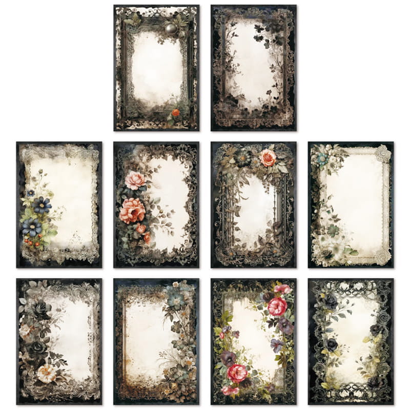 30 pièces de papier décoratif série Dark Rose 