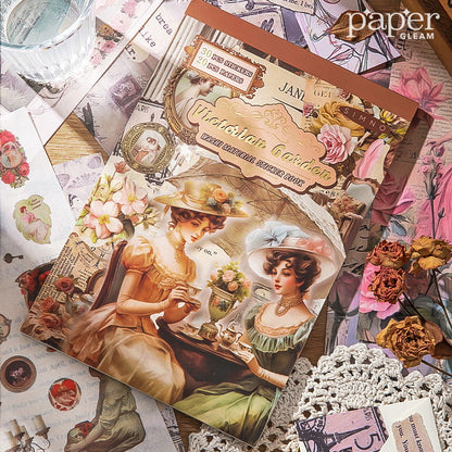 50 Sheets Victorian Garden Pre-Cut Sticker and Material Paper Book