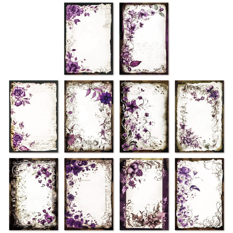 30 pièces de papier décoratif série Dark Rose 