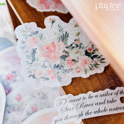 15 Pcs Floral Fantasy Washi Paper Sticker Pack (Big Size)