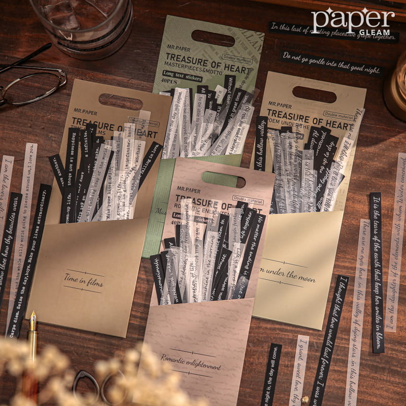 Pack de 40 autocollants décoratifs à texte long 