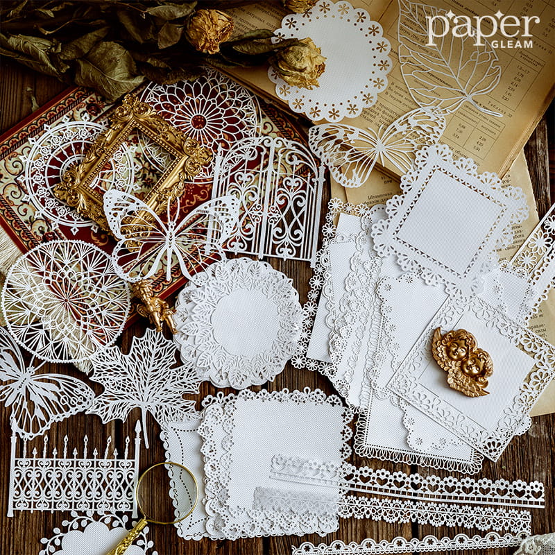 10 Pcs Hollow-out Lace Decorative Paper Pack