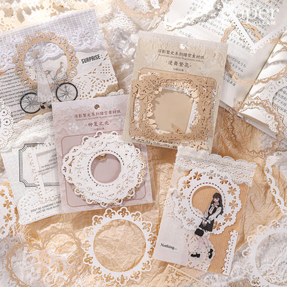 10 Pcs Laser-Cut Lace Design Paper Material Deco Pack