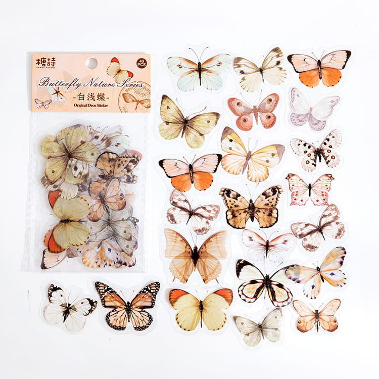 Lot de 40 autocollants papillons en PET