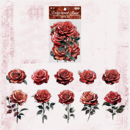 10 Pcs Rose Collection PET Sticker Pack