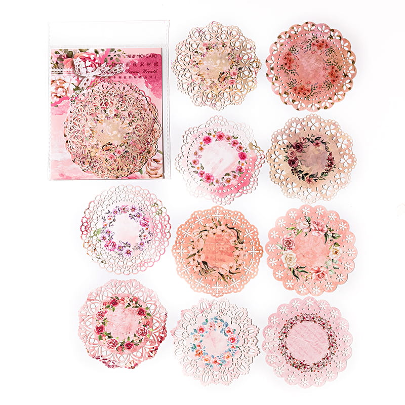 10 Pcs Hollow-out Vintage Lace Deco Paper