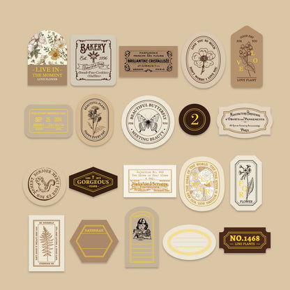 40 Pcs Boxed Vintage Bronzing Label Sticker