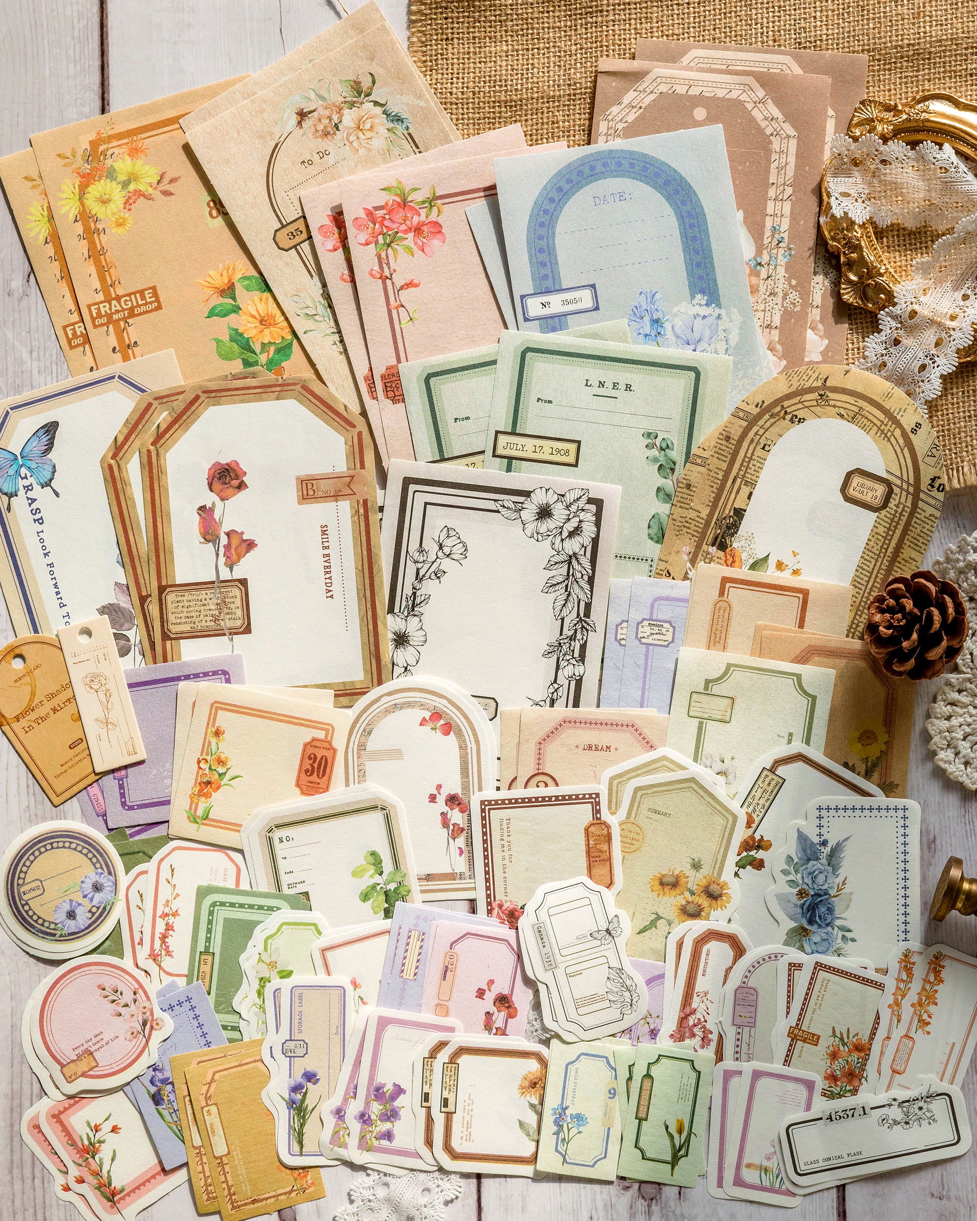 100 PCS Memory Post Office Vintage Scrapbook Paper Pack