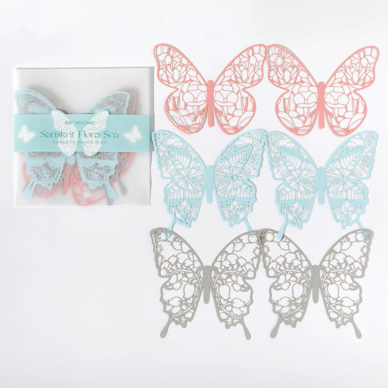 Lot de 6 papillons décoratifs en papier ajouré 