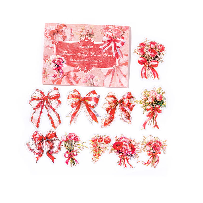 20 Pcs Gilding Bouquet Bow Series PET Stickers