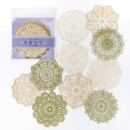 10 Pcs Hollow-out Lace Style Deco Paper