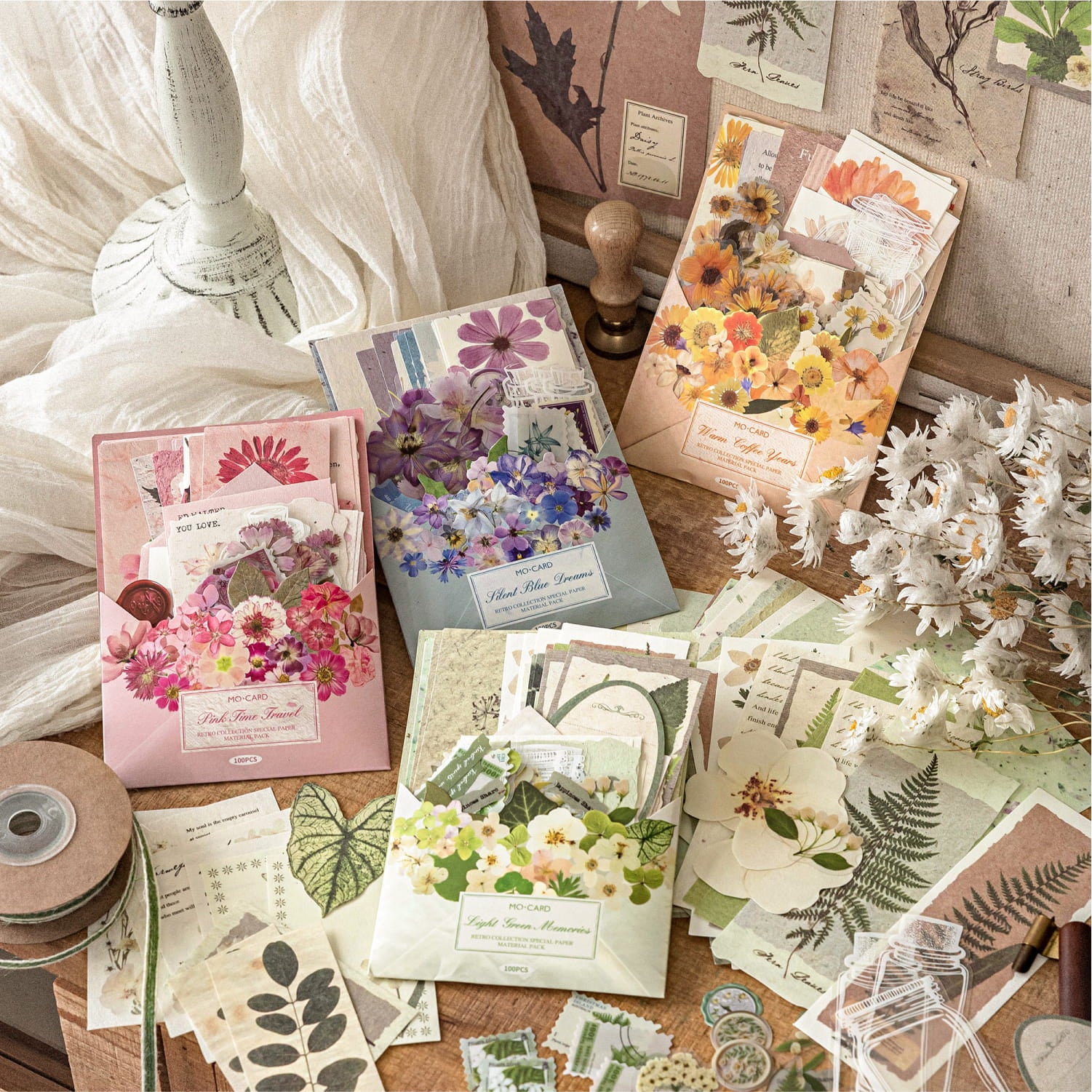 100 PCS Dried Flower Series Material Pack