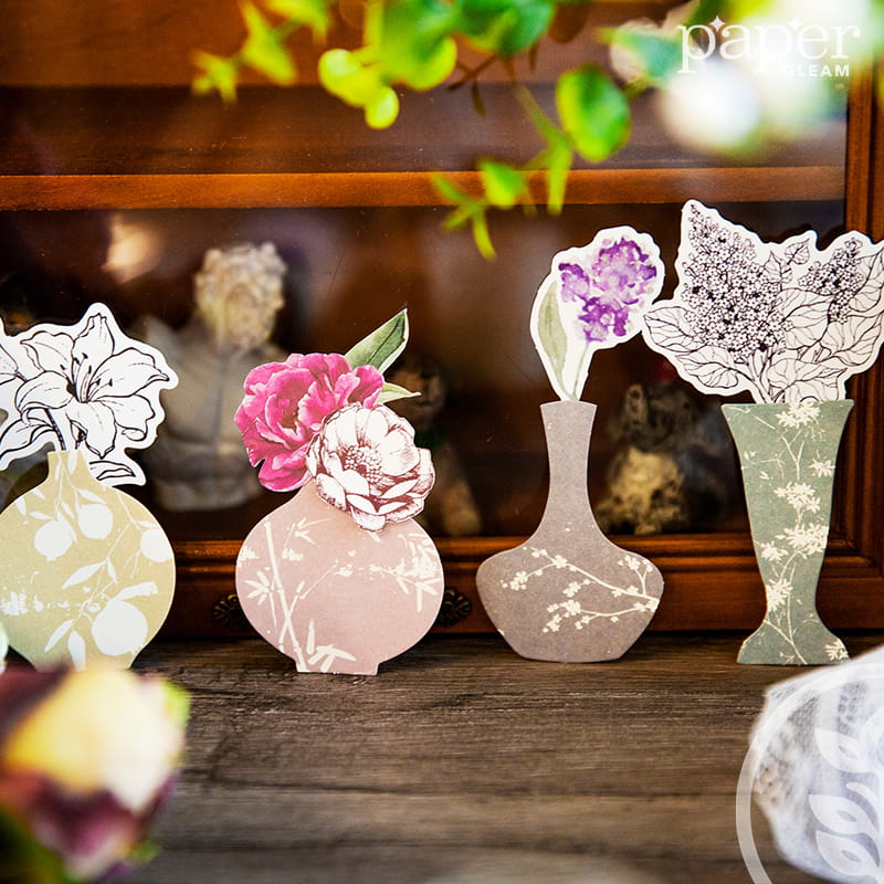 Vintage Floral&Vase Material Paper Pack (25 Pcs)