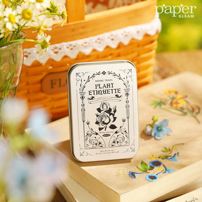 50 Pcs Botanical Theme PET Stickers with Tin Box