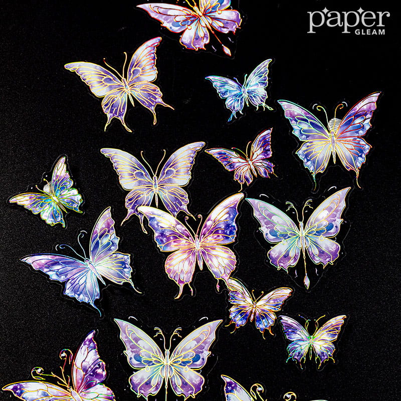 20 Pcs Butterfly's Dream Stamping PET Stickers