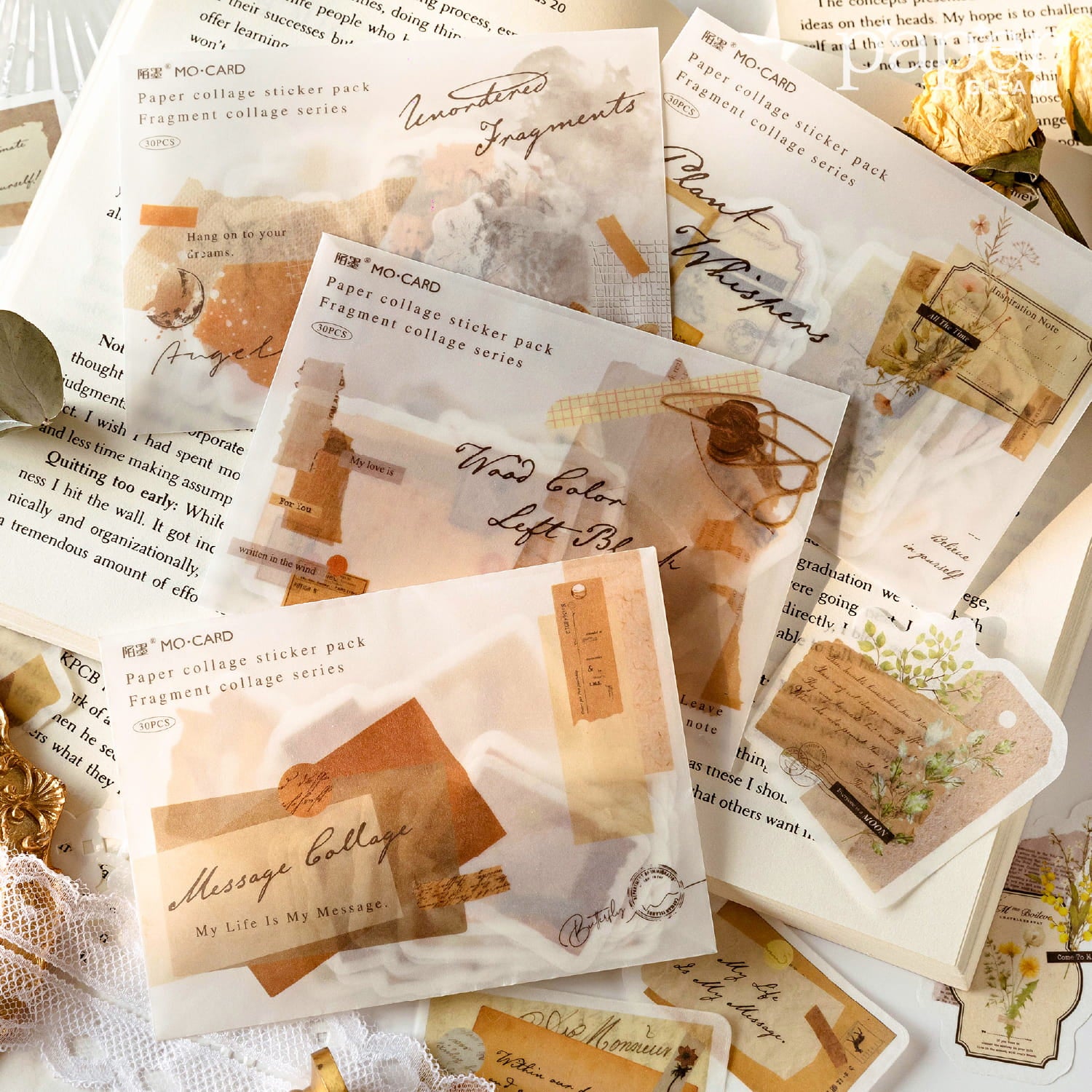 30 Stück Washi-Papieraufkleber der Collage-Serie 