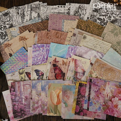 100 Pcs Boxed Vintage Texture Square Material Paper