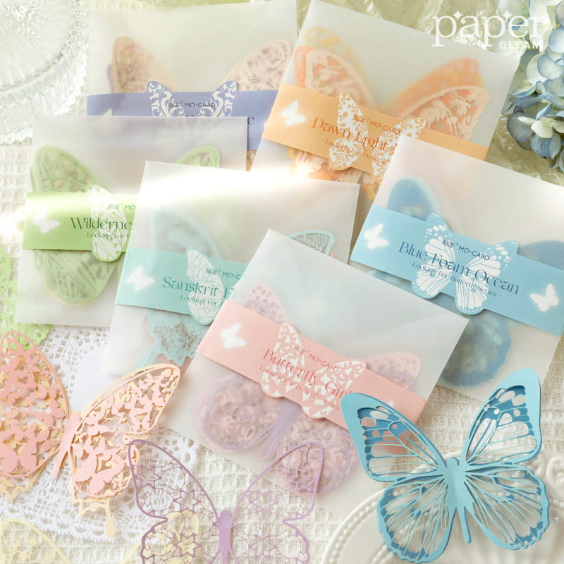 6 Pcs Hollow-out Lace Butterfly Deco Paper