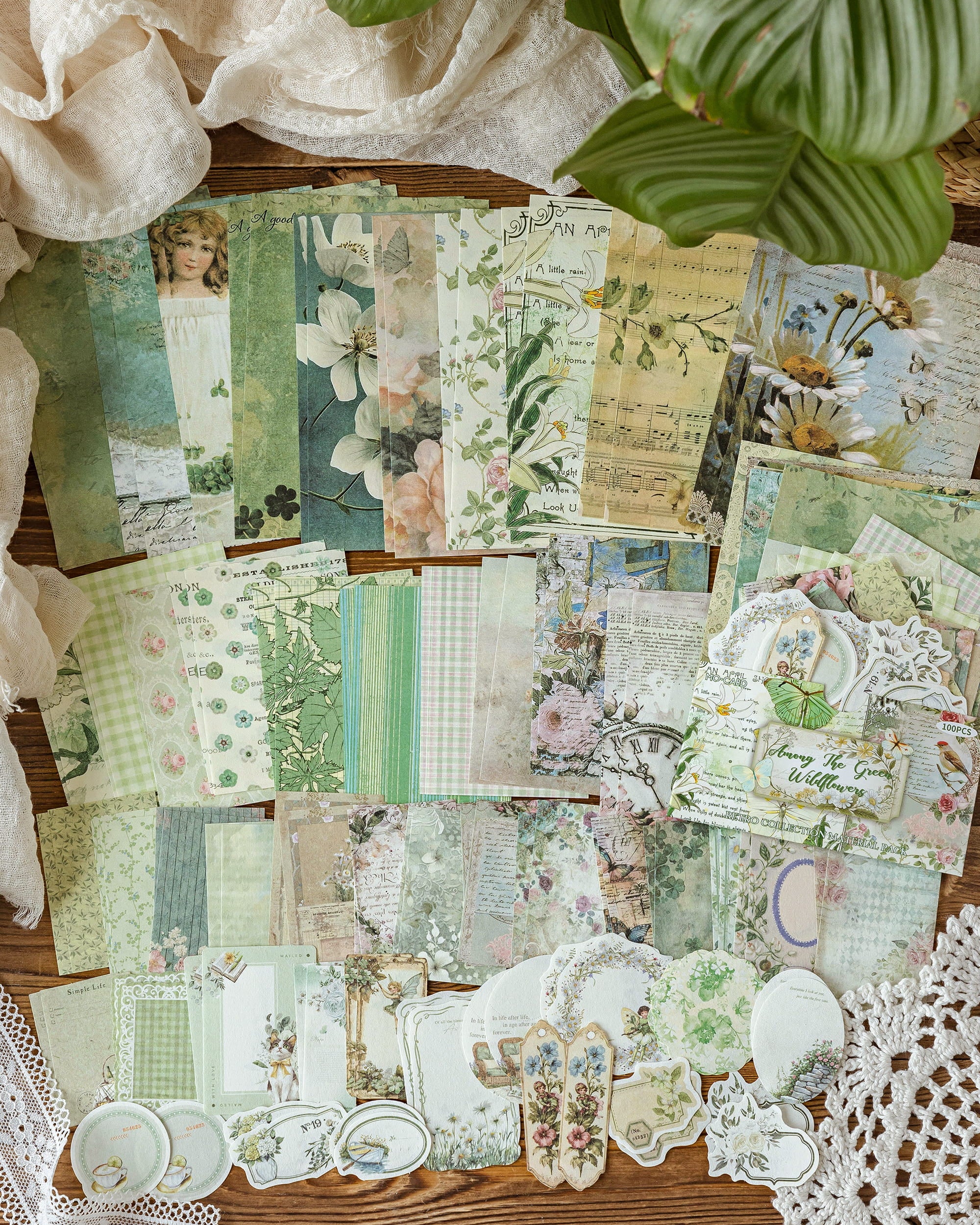 100 PCS Vintage Rustic Manor Series Material Pack