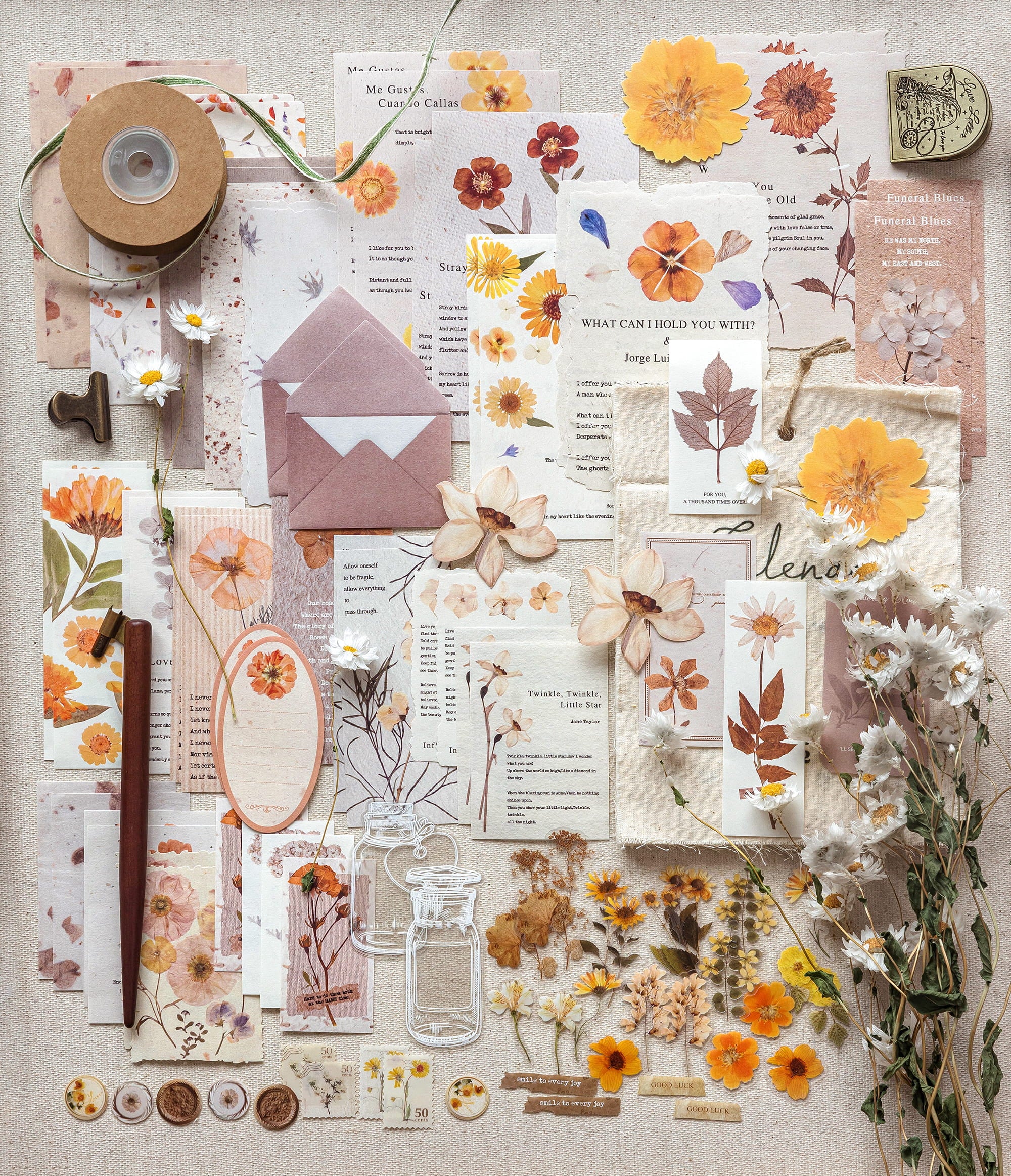 100 PCS Dried Flower Series Material Pack