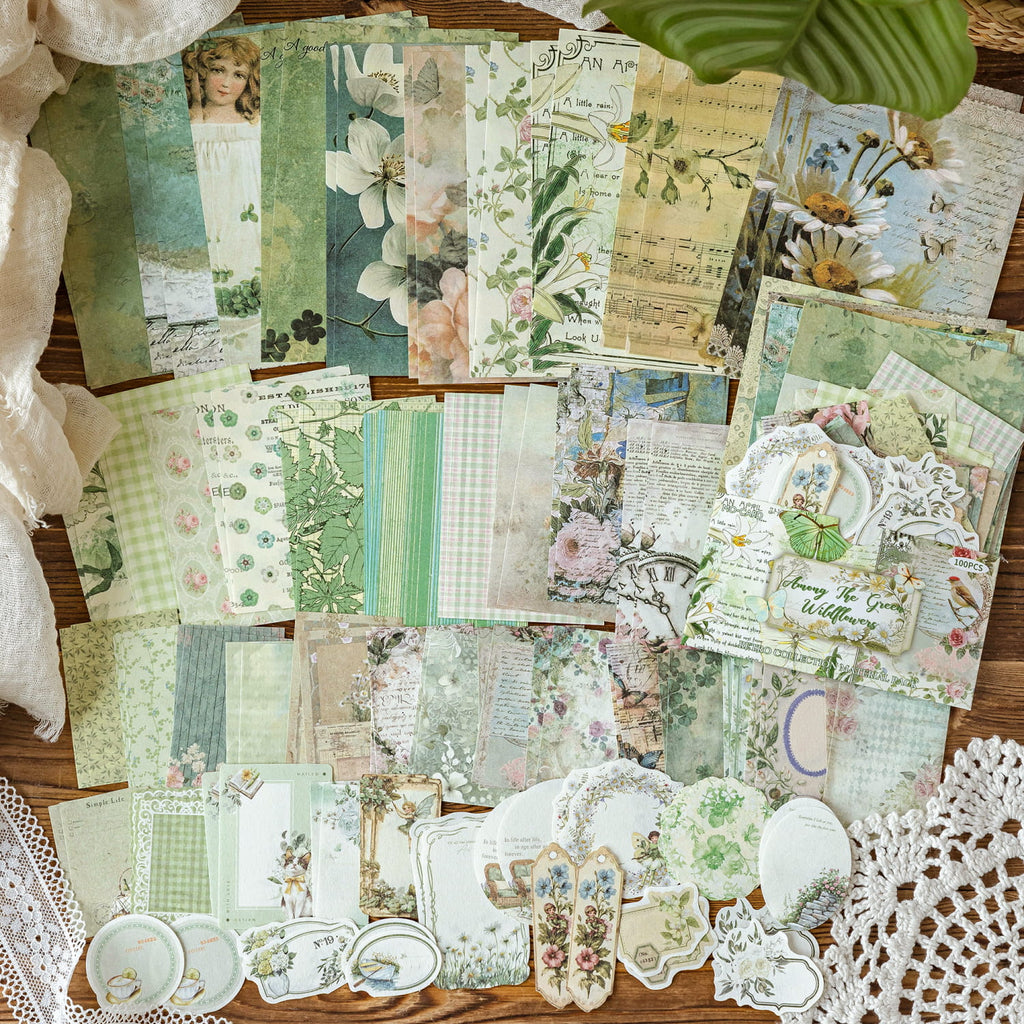 100 PCS Vintage Rustic Manor Series Material Pack