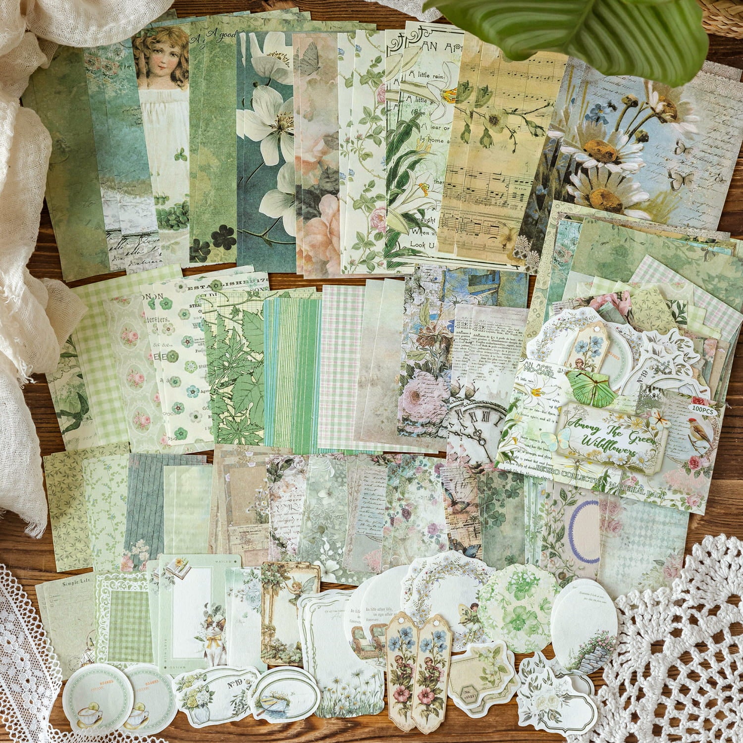100 PCS Vintage Rustic Manor Series Material Pack